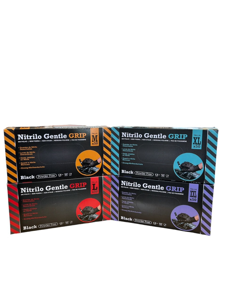 Pack 3 Boites 50 Gants Noir Grip Nitrile 8.5 gr