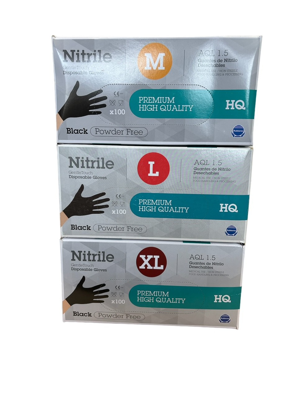 Pack 3 Boites 100 Gants Noir Nitrile 7g
