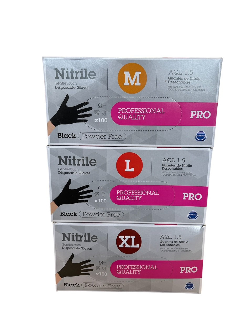 Pack 3 Boites 100 Gants Noir Nitrile 5gr