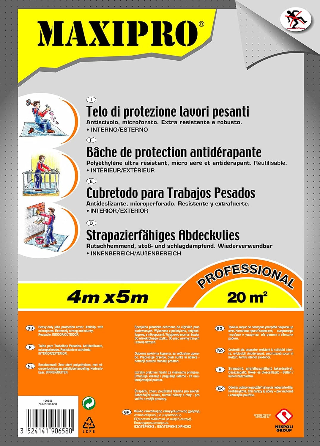 Bâche De Protection Antidérapante 4x5M