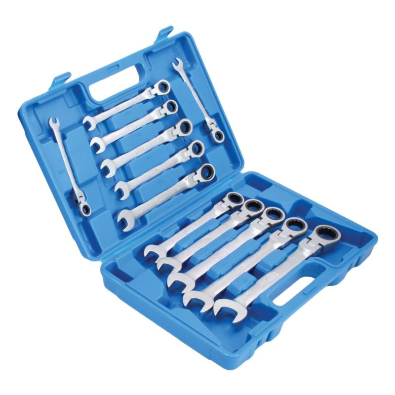 Coffret Clés à Cliquet Articulées – 8 à 22 mm – Tête Flexible – Satra |12 Pcs